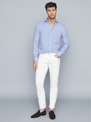 Reiss Soft Blue Ruban Linen Regular Fit Shirt - Image 1 of 5