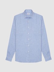 Reiss Soft Blue Ruban Linen Regular Fit Shirt - Image 2 of 5