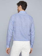 Reiss Soft Blue Ruban Linen Regular Fit Shirt - Image 5 of 5