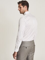 Reiss White Cotton Satin Stretch Slim Fit Shirt - Image 5 of 7