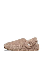 Crocs Brown Light Pink Classic Cozzzy Fleece Slippers - Image 4 of 7
