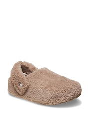Crocs Brown Light Pink Classic Cozzzy Fleece Slippers - Image 6 of 7