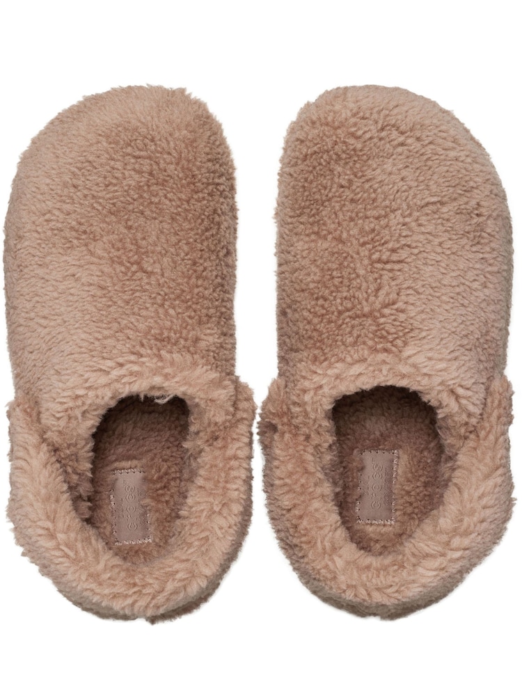 Crocs Brown Light Pink Classic Cozzzy Fleece Slippers - Image 7 of 7