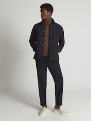 Reiss Navy Tarrant Quilted Overshirt - Image 6 of 6
