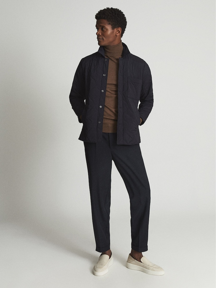 Reiss Navy Tarrant Quilted Overshirt - Image 6 of 6