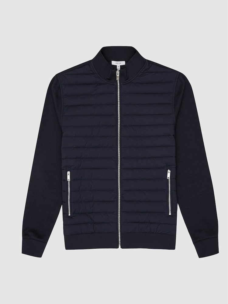 Reiss Navy Quilted Hybrid Jacket - Image 2 of 6