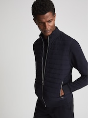 Reiss Navy Quilted Hybrid Jacket - Image 4 of 6