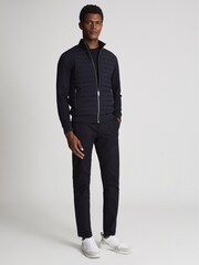 Reiss Navy Quilted Hybrid Jacket - Image 6 of 6