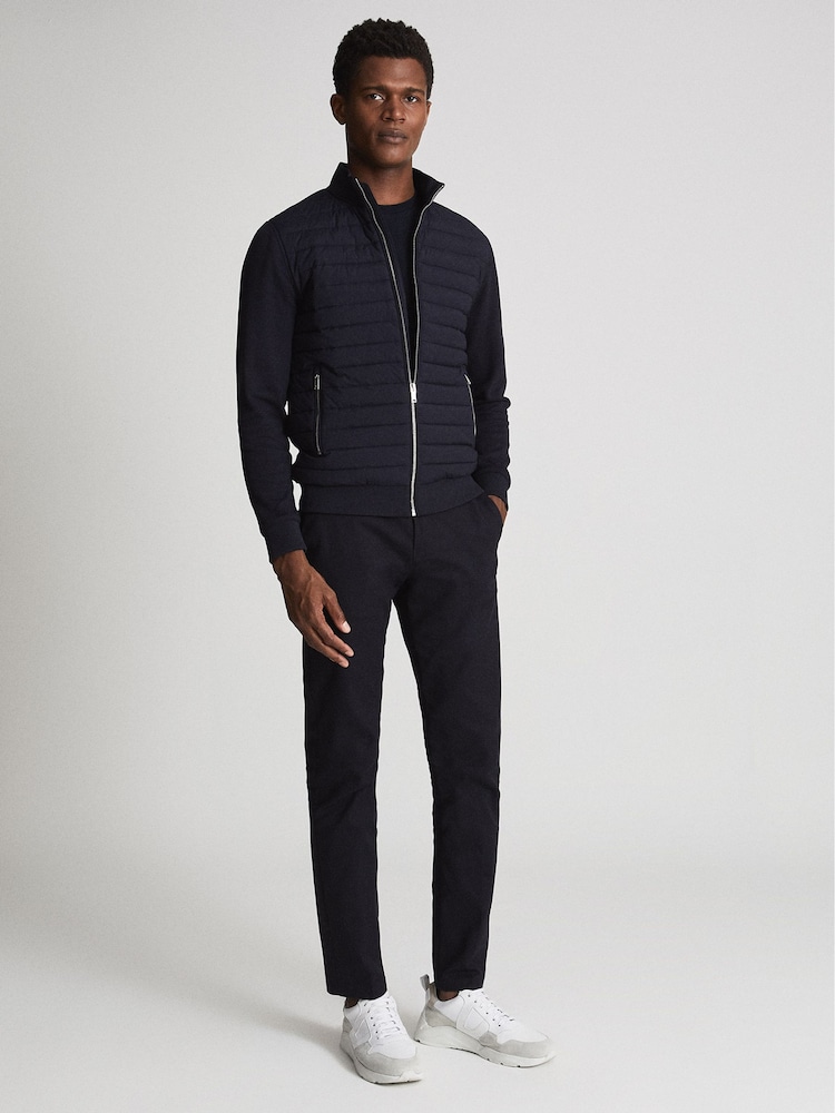 Reiss Navy Quilted Hybrid Jacket - Image 6 of 6