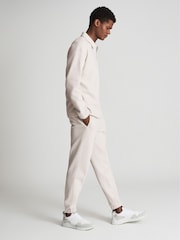 Reiss Off-White Gabe Garment Dye Zip Neck Polo - Image 4 of 6