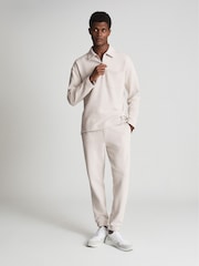 Reiss Off-White Gabe Garment Dye Zip Neck Polo - Image 6 of 6
