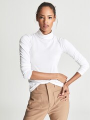 Reiss White Jersey Rollneck Top - Image 3 of 5