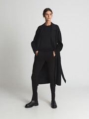 Reiss Black Mirabel Ribbed Jersey Racer Tank Top - Image 3 of 6