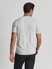 Reiss Grey Melange Dayton Regular Fit V-Neck T-Shirt - Image 5 of 7