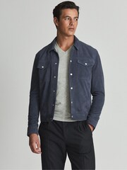 Reiss Grey Melange Dayton Regular Fit V-Neck T-Shirt - Image 6 of 7