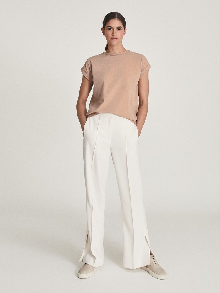 Reiss Camel Tereza Cotton Jersey T-Shirt - Image 1 of 6