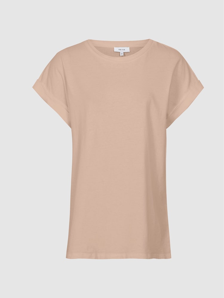 Reiss Camel Tereza Cotton Jersey T-Shirt - Image 2 of 6