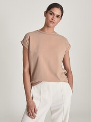 Reiss Camel Tereza Cotton Jersey T-Shirt - Image 3 of 6