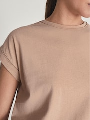 Reiss Camel Tereza Cotton Jersey T-Shirt - Image 4 of 6