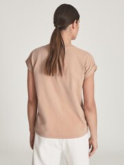 Reiss Camel Tereza Cotton Jersey T-Shirt - Image 5 of 6
