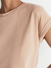 Reiss Camel Tereza Cotton Jersey T-Shirt - Image 6 of 6
