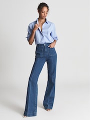 Reiss Blue Jenny Cotton Poplin Shirt - Image 1 of 5