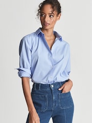 Reiss Blue Jenny Cotton Poplin Shirt - Image 5 of 5