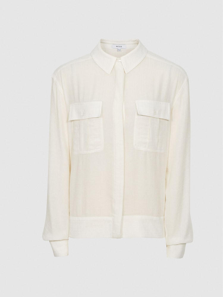 Reiss Pale Yellow Junie Twin Pocket Shirt - Image 2 of 6