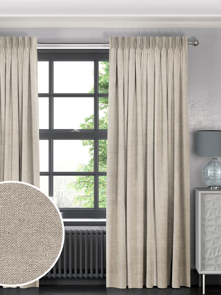 Oyster Natural Lazio Made To Measure Curtains - Image 1 of 8