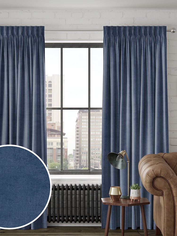 Indigo Blue Lazio Made To Measure Curtains - Image 1 of 8