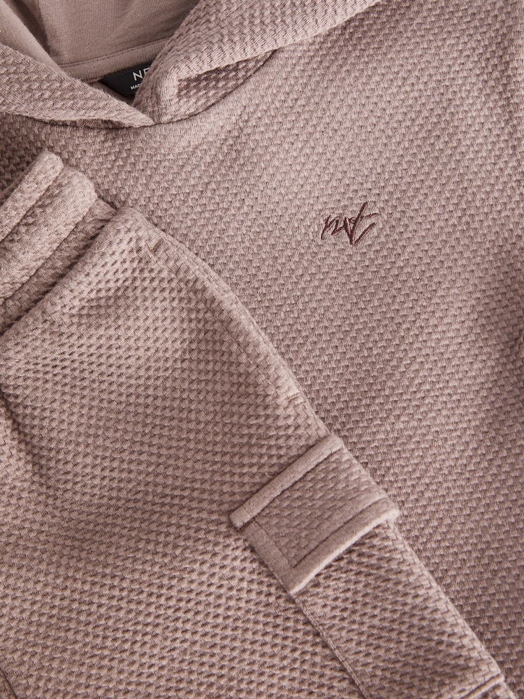 Tan Brown Short Sleeve Textured Hoodie and Shorts Set (3mths-7yrs) - Image 8 of 8