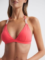 Reiss Pink Ripley Triangle Bikini Top - Image 4 of 5