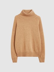 Reiss Camel Nova Junior Knitted Cashmere Mix Roll Neck Jumper - Image 2 of 5