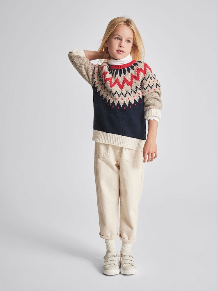 Reiss Red Gigi Junior Fair Isle Pattern Jumper - Image 1 of 6