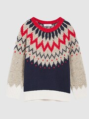 Reiss Red Gigi Junior Fair Isle Pattern Jumper - Image 2 of 6