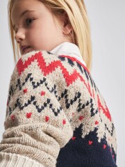 Reiss Red Gigi Junior Fair Isle Pattern Jumper - Image 3 of 6