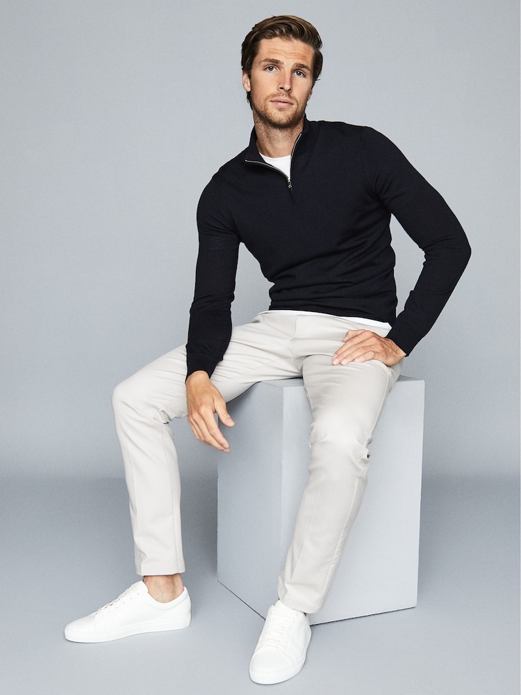 Jūras spēki - Reiss Blackhall merino vilnas džemperis ar rāvējslēdzēja apkakli - Attēls 1 no 1