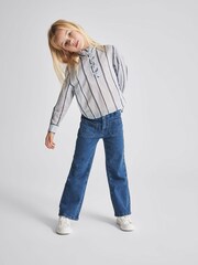 Reiss Blue Riya Jr Stripe Silk Blend With Linen Blouse - Image 3 of 7