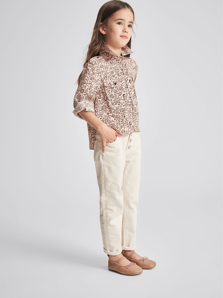 Reiss Pink Leah Jr Floral Print Top - Image 1 of 6