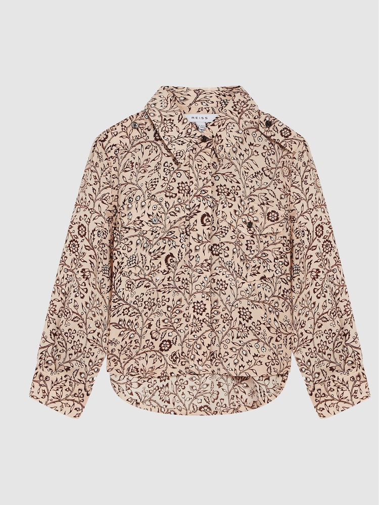 Reiss Pink Leah Jr Floral Print Top - Image 2 of 6