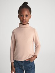 Reiss Pink Carey Jr Roll Neck Top - Image 1 of 7