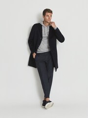 Reiss Soft Grey Mouline Merino Wool Hoodie - Image 7 of 7