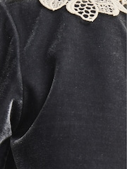 Reiss Grey Dana Jr Lace Trim Velvet Jumpsuit - Image 6 of 6