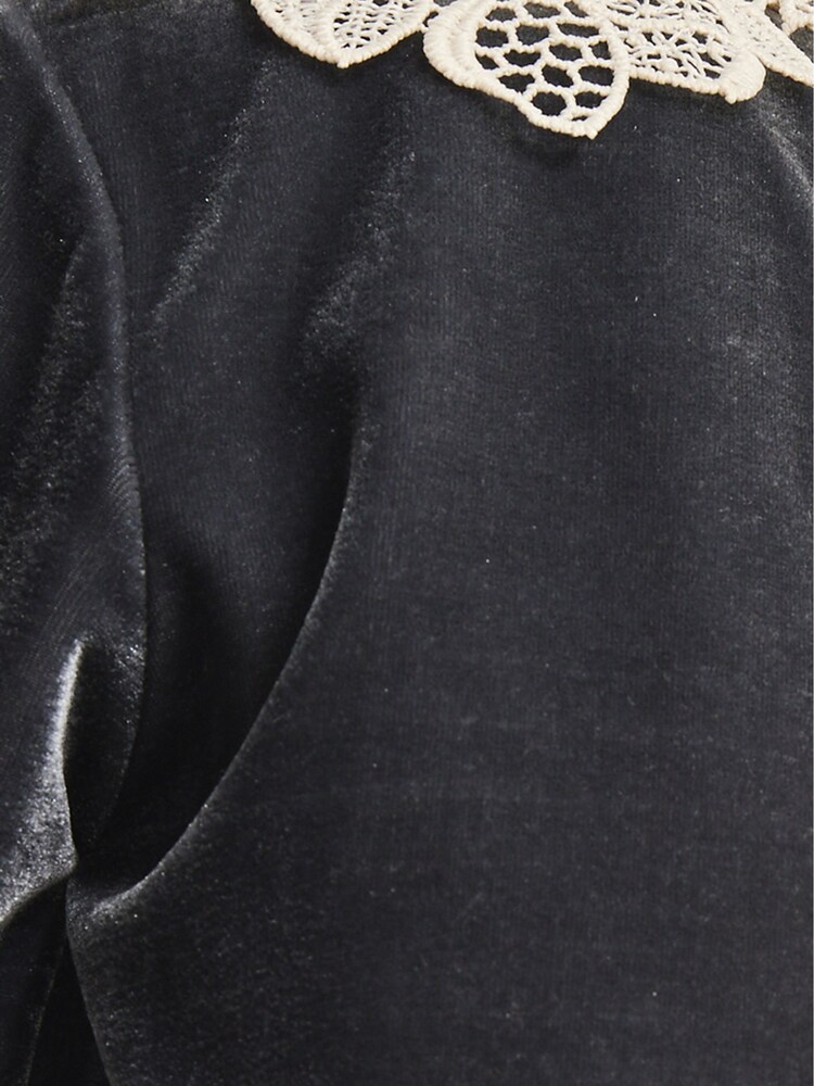 Reiss Grey Dana Jr Lace Trim Velvet Jumpsuit - Image 6 of 6