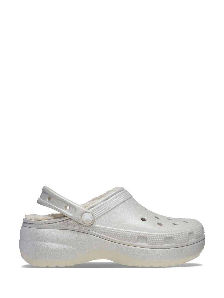 Crocs Glitter Classic Fluffy Lined Platform Clogs - Image 1 of 7