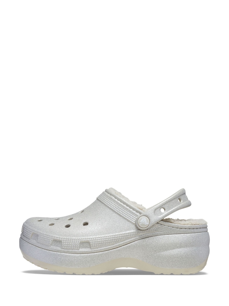 Crocs Glitter Classic Fluffy Lined Platform Clogs - Image 4 of 7