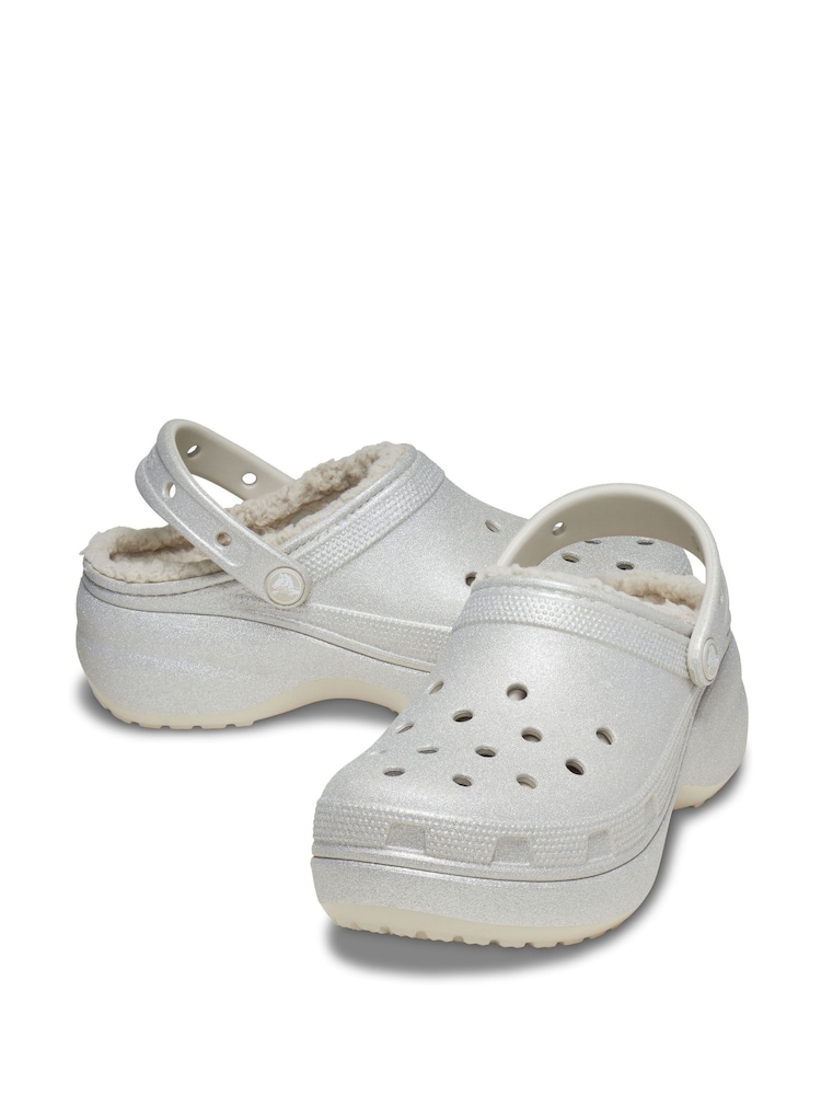 Crocs Glitter Classic Fluffy Lined Platform Clogs - Image 7 of 7