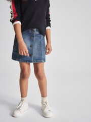 Reiss Mid Blue Kayleigh Junior Denim Mini Skirt - Image 7 of 7