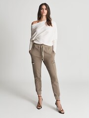 Reiss Cream Laylah Asymmetric Jumper - Image 1 of 4
