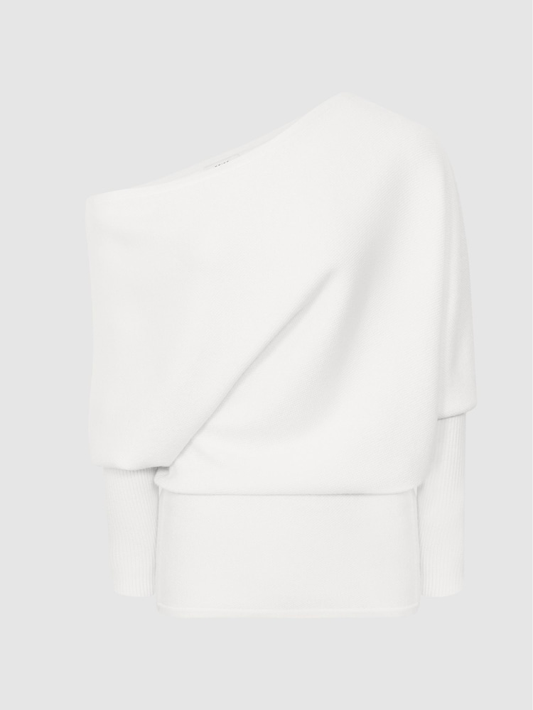 Reiss Cream Laylah Asymmetric Jumper - Image 2 of 4